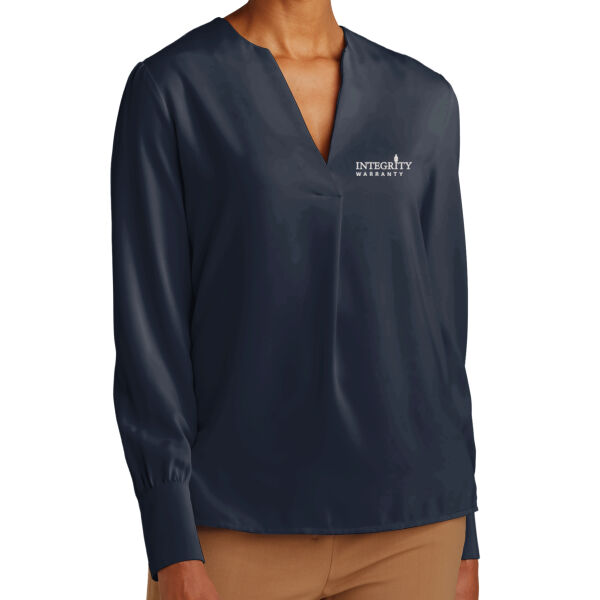 Brooks Brothers® Women’s Open-Neck Satin Blouse (BB18009) Thumbnail